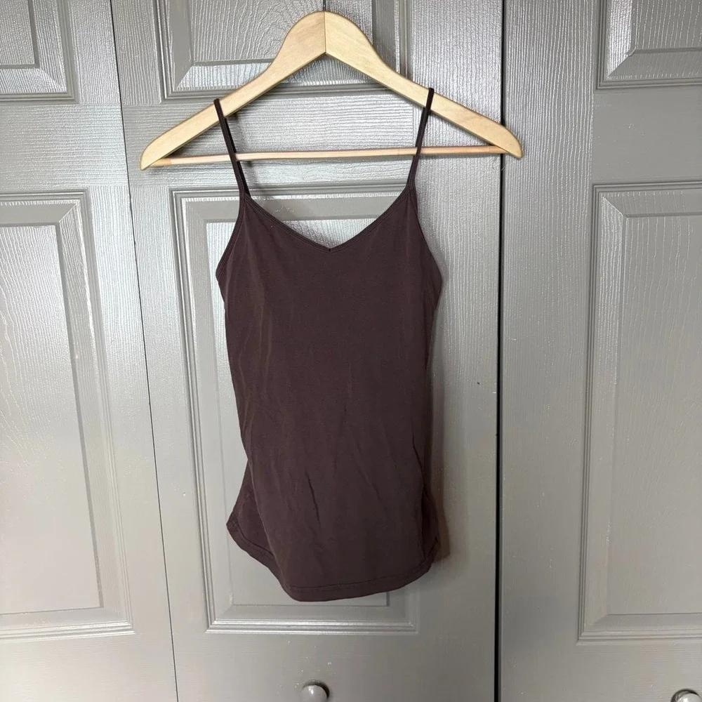 Forever 21 Brown Y2K Cami Top V-Neck Spaghetti Strap Camisole Small